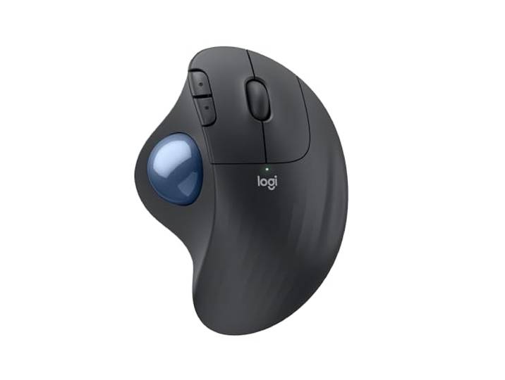 Logitech ERGO M575S Wireless Trackball Mouse, draadloze ergonomische muis met Bluetooth en versleutelde dongle, comfortabele duimbediening, nauwkeurige en soepele tracking, voor pc/Mac - Grafiet