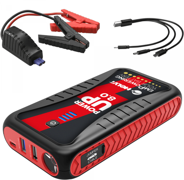 Helvi Power Up 8.0 - Démarreur portable multifonction - batterie externe - 12V