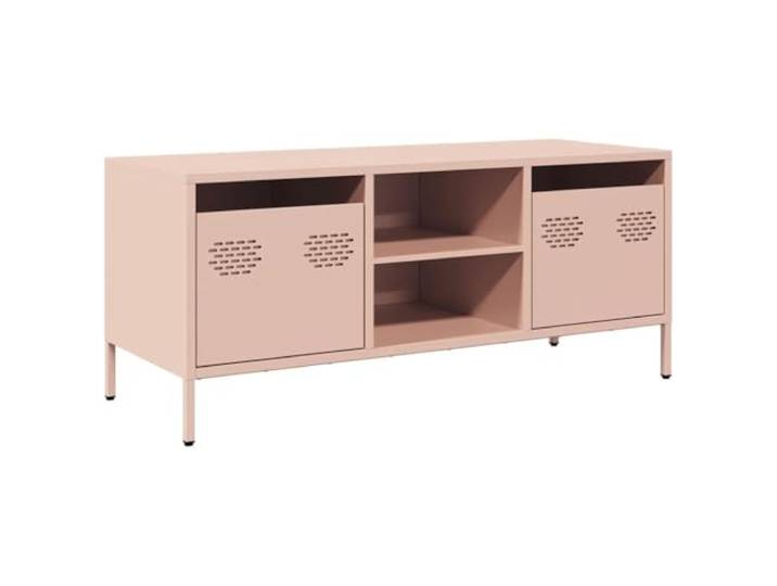 Kaorsrow TV-Schrank Rosa 101,5x39x43,5 cm Metall Lowboard mit Schubladen Industrie-Design TV-Möbel aus Stahl für Wohnzimmer & Schlafzimmer: 2 Fächer und 2 Schubladen für strukturierte Ordnung.