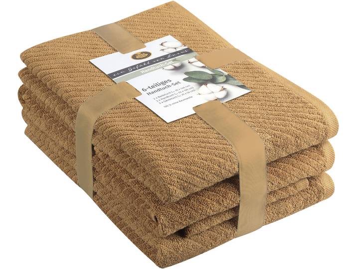 Handtuch Set GÖZZE Franca , beige (sand), 6 Stk., Frottier, Frottier, Frottier, Handtücher, Handtuch Set