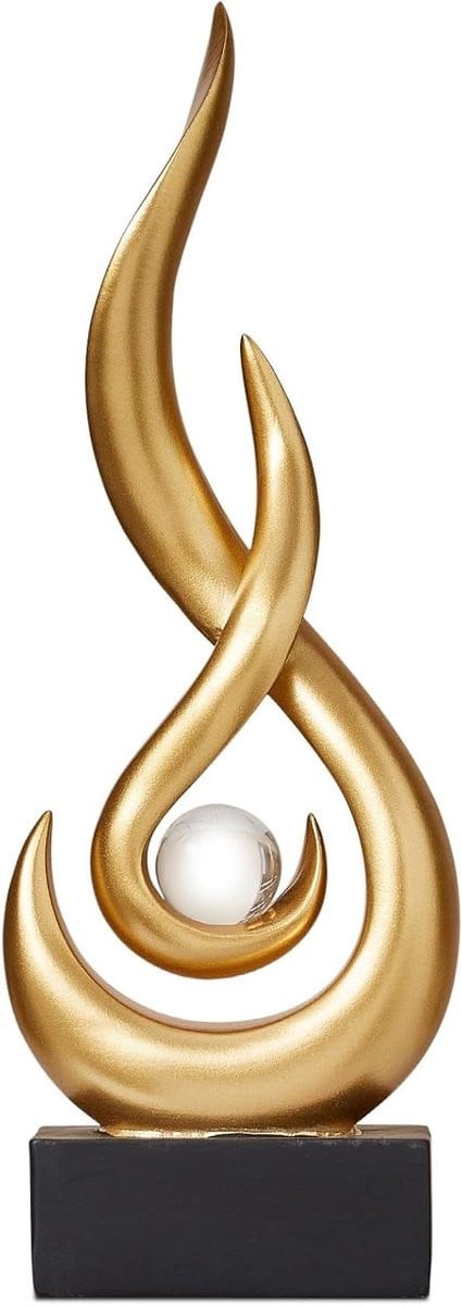 Abstract Kunst Decoratie Keramiek Beeld Goud Hoogte: 26.5 cm