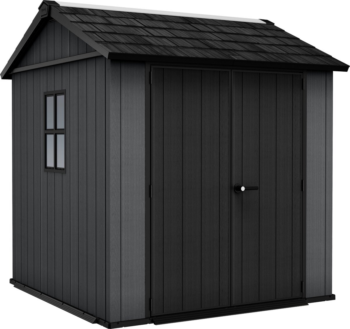 Keter Newton 775 Gartenhaus - 230x223.8x246cm - Satteldach - Kunststoff - Grau - Natürlicher Holzlook