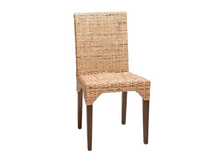 Oviala - Chaise en rotin kubu tressé et bois d'acajou