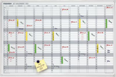 Franken Jahreskalender JetKalender JK703, magnethaftend, Ablageschale, B 900 x H 600 mm, Stahl & Aluminium, weiß