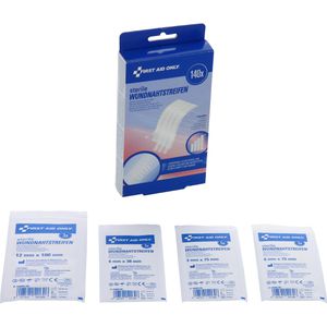 First-Aid-Only Wundnahtstreifen steril, 140 Streifen, sensitiv, elastisch, atmungsaktiv, 4 Größen