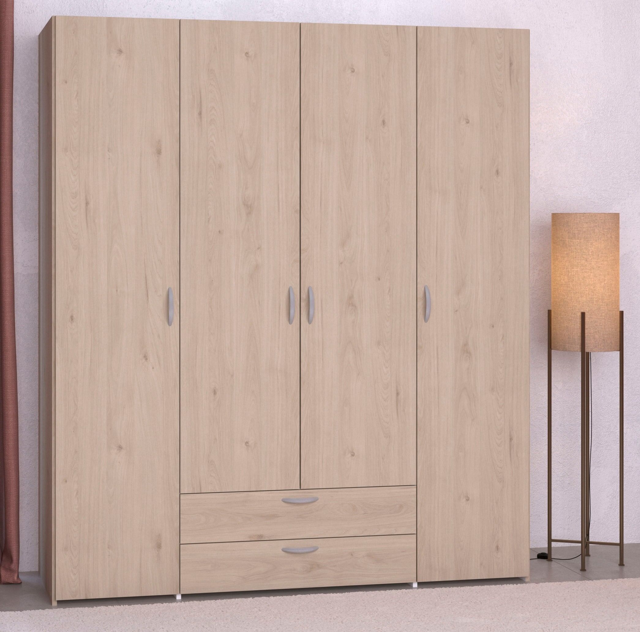 Kleiderschrank PARISOT "Daily 11", braun (jackson eiche nachbildung), B:160cm H:185cm T:51cm, Holzwerkstoff, Schränke, Kleiderschrank jackson eiche nachbildung Jackson Eiche Nachbildung, B/H/T: 160cm x 185cm x 51cm, Schubladen: 2 Stk. Türen: 4 Stk.