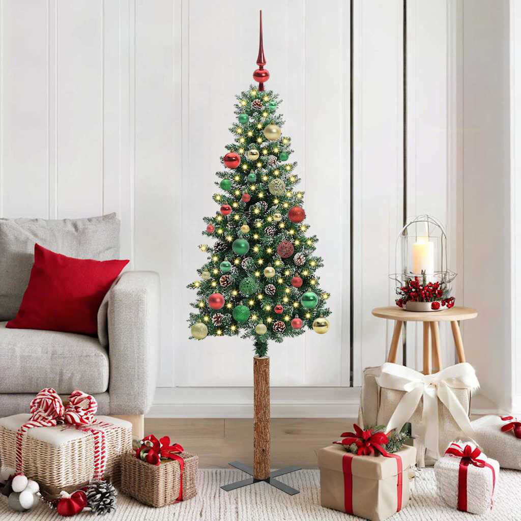 Latitude Run Slim Christmas Tree with 150 LEDs Red/Green/Gold 4.92' H