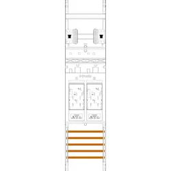 f-tronic 7141060 Zählerfeld E16-10-10L-HSP, 1-feldrig, H=1050mm, 2-eHZ, kurze und lange Kabel, 2 HSP E161010LHSP