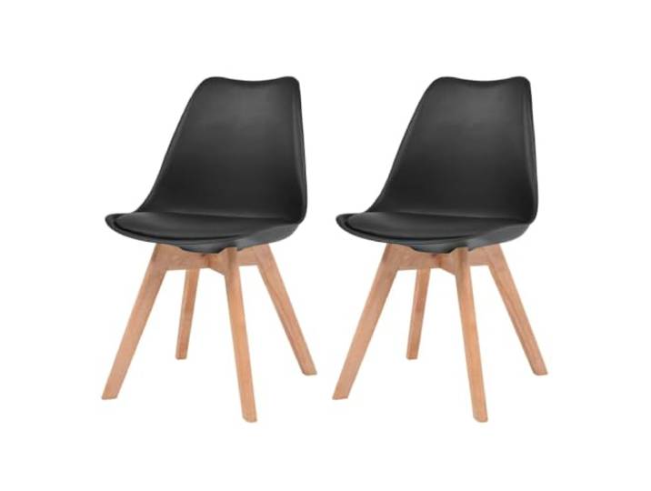 HEFZGDB Esszimmerstühle 2 Stück Schwarz Kunststoff mit Kunstlederpolster und Massivholzbeinen für Küche und Essbereich, Ergonomische Sitzmöbel mit Modernem Design, Einfache Montage,