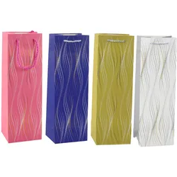 Bottle Gift Bag Shimmering Waves 35 x 12 x 9 cm