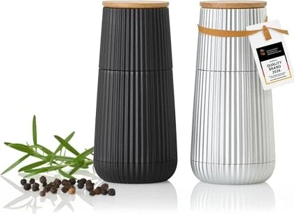 AdHoc Salz- und Pfeffermühlen-Set SCAPE Schwarz und Silber 12,3 cm
