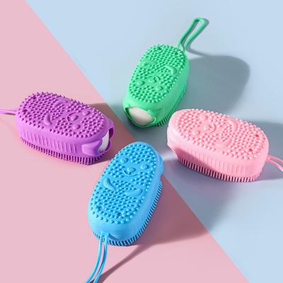 Youfap Market Double sided Body Scrubber Handheld, Silicone Soft Bristles, Shower Bath Cleansing Skin Brush blue