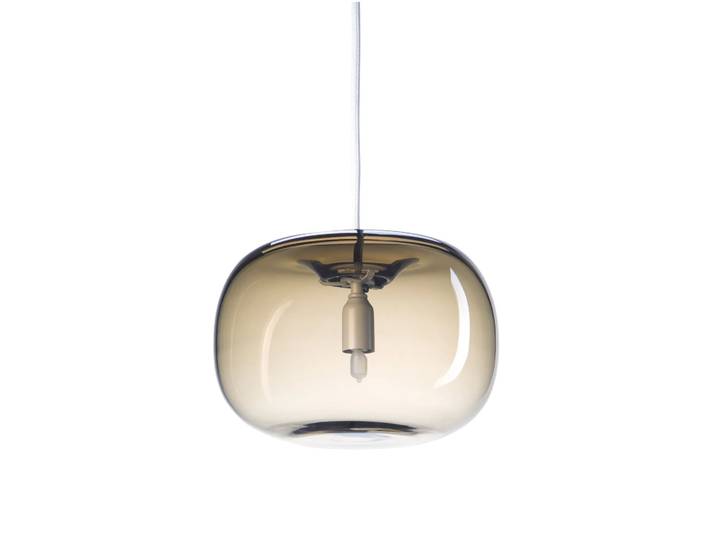 Örsjö Belysning Suspension allongée Pebble arrondie gris clair-verre