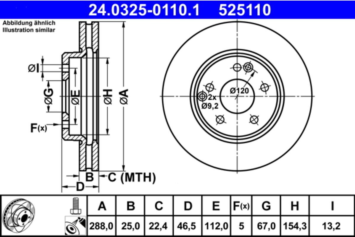 Bremsscheibe ATE Power Disc 24.0325-0110.1, 1 Stück