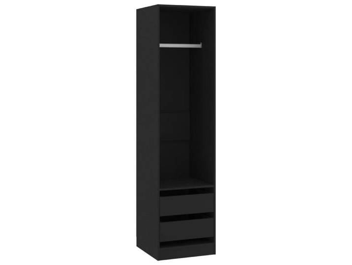 Noir Garde-robe CLARENCE Armoire penderie Pour chambre avec tiroirs Noir 50x50x200 cm Bois d'ingénierie LV1549