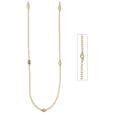 Collier JOBO, gold (goldfarben), Halsketten, Damen, Silber 925 (Sterlingsilber), L: 47, Collier, 925 Silber vergoldet mit Zirkonia 47 cm