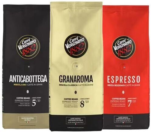 caffeVergnano Caffè Vergnano - Kaffeebohnen - Probierset Mit Italienischen Kaffeesorten - 3 X 500 G - MaxiCoffee