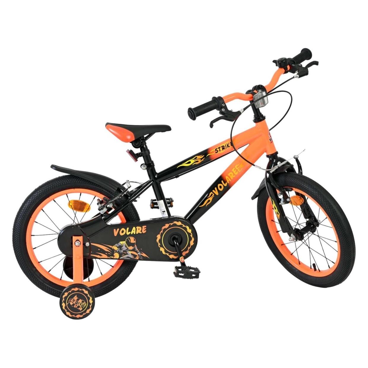 Volare Strike Kinderfahrrad Jungen 16 Zoll Schwarz-Orange mit zwei Handbremsen (16") (72629463)