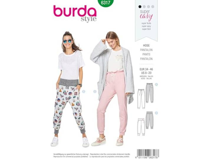 Burda naaipatroon dames joggingbroek 6317 mt. 34-46