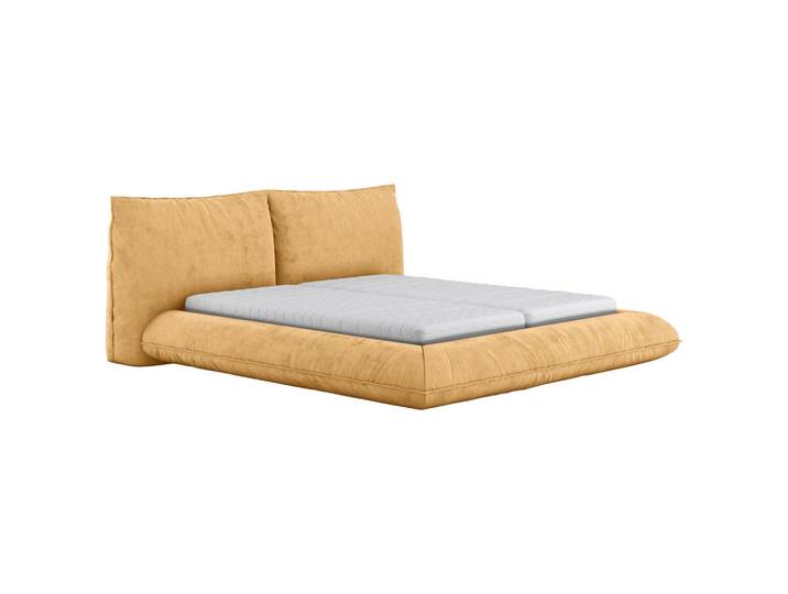 Belluti Polsterbett Fluffy, Senfgelb, Metall, 180x200 cm, Schlafzimmer, Betten, Polsterbetten
