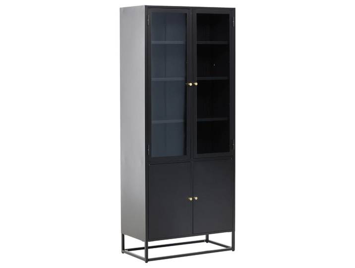 Livetastic Vitrine, Schwarz, Metall, 80x190x41 cm, Wohnzimmer, Wohnwände, Vitrinenschränke
