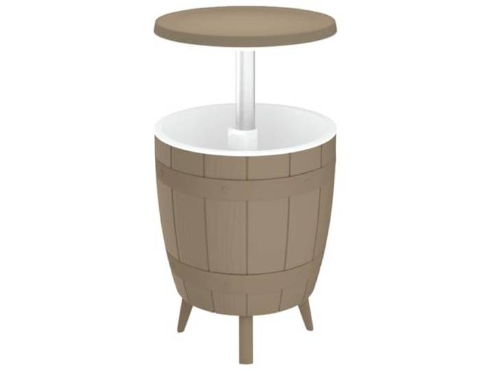 HFXHIJXQ 3-in-1 Gartentisch mit Eiskühler 37L Kaffeetisch Hellbraun Vielseitiger Beistelltisch aus Polypropylen mit 37 Litern Kühlfach für Balkon, Terrasse und Gartenpartys.