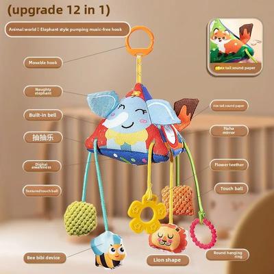 Inspired Living Plush Animal Baby Rattle Toy For Stroller & Crib Soft Hanging Bell Newborn Sensory Toy elephant