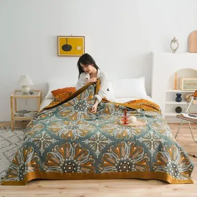 Shop Station Nordic Cotton Gauze Throw Blanket Soft Boho Sofa & Bedspread For All Season Comfort b 59.1 78.7 In