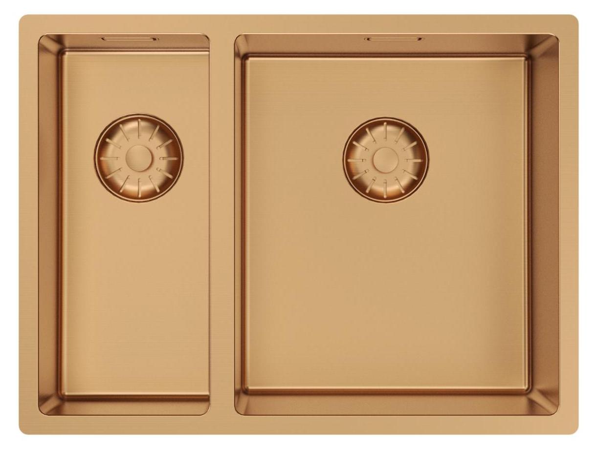 Küchenspüle 18+34 cm PVD Rosé Kupfer große Schale rechts Pure.Sink