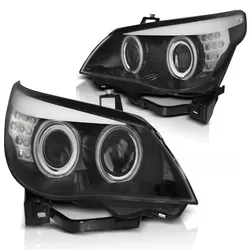 Xenon Scheinwerfer CCFL Angel Eyes passend für BMW 5er E60 E61 03-04 Schwarz LED Blinker