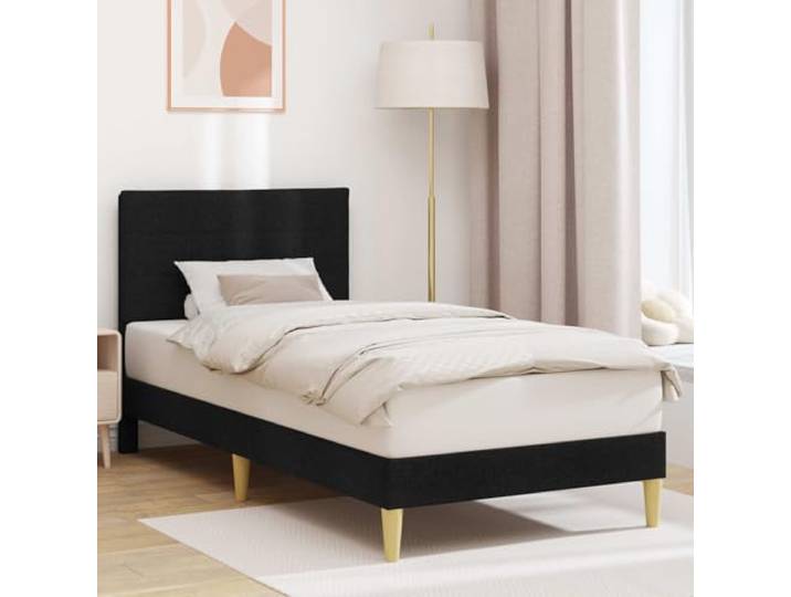 YNGBHFNOP Stoffbezogener Bettrahmen mit elegantem Design 90x190 cm Schwarz Bettrahmen mit Kopfteil Stoff Schwarz 90x190 cm Einzelbettgestell mit Lattenrost Polsterbett Modernes Stilvolles Design