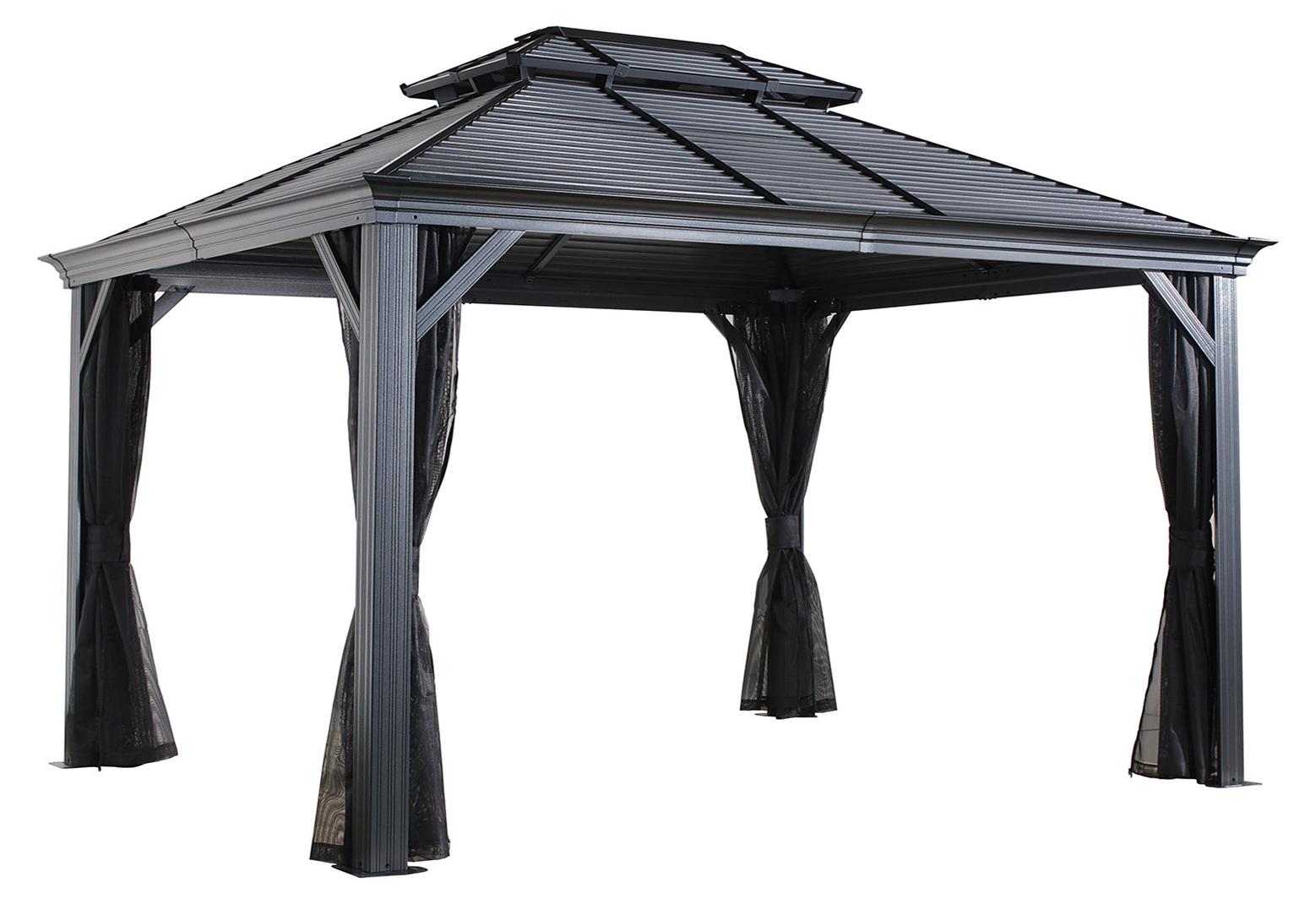 Sojag Mykonos 1014 Pavillon mit festem Dach mit Moskitonetz 3x4 m