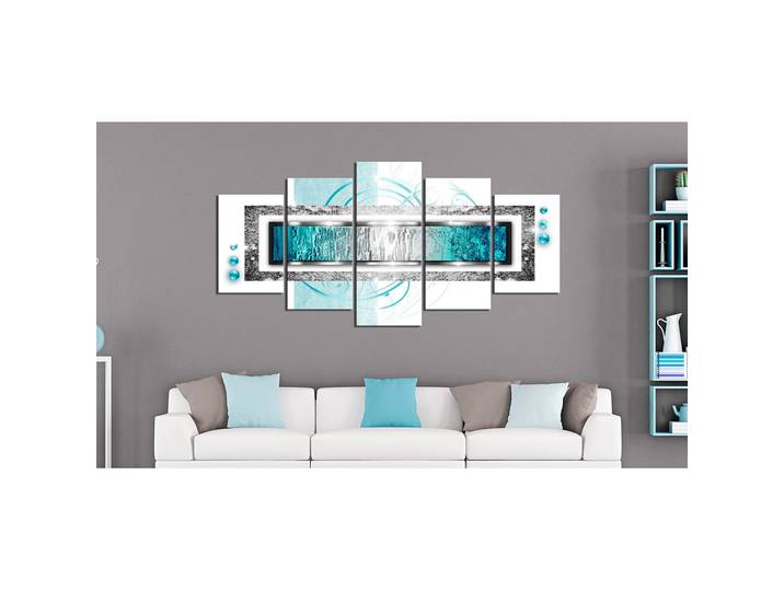Wandbild Türkisfarbenes Gewitter Leinen Weiß 100 x 50cm