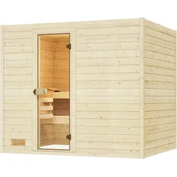 Weka Sauna Valida Gr. 4 mit Glastür - Massivholzsauna 38 mm 7,5 kW Bio-Kombiofen BioS inkl. Steuerung