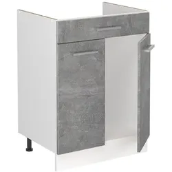 Vicco, Regal, Spülenunterschrank R-Line, Beton/Weiss, 60 cm ohne Arbeitsplatte