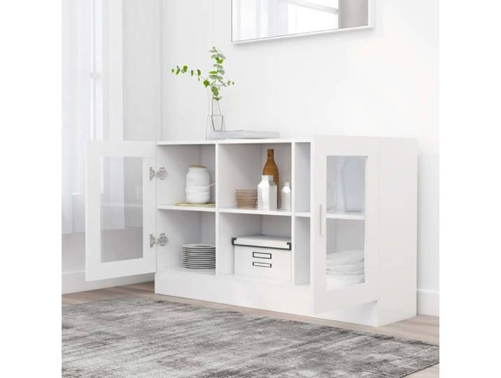 Buffet CHIC Armoire à vitrine Blanc 120x30 5x70 cm Bois d'ingénierie LL0000074815