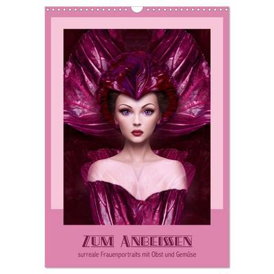 Zum Anbeissen - surreale Frauenportraits mit Obst und Gemüse (Wandkalender 2026 DIN A3 hoch), CALVENDO Monatskalender