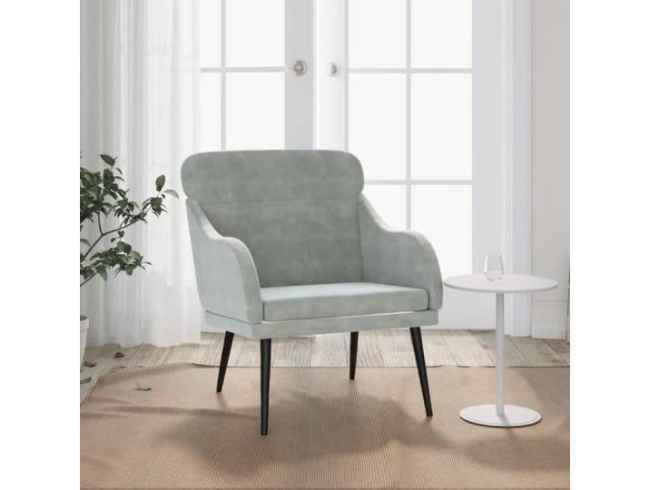 351436 Fauteuil Gris clair 63x76x80 cm Velours