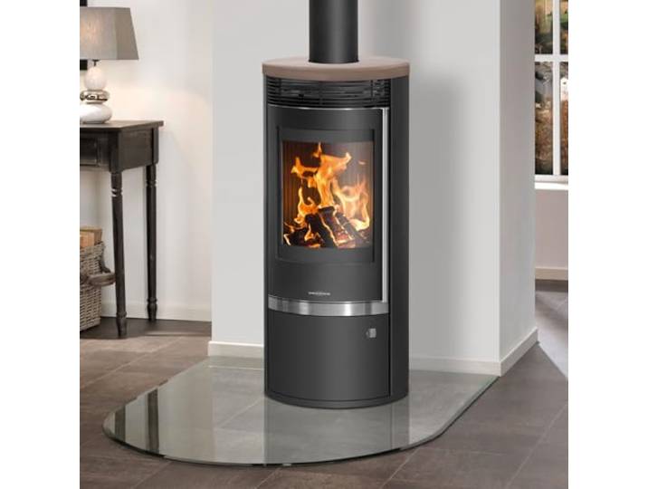 Oranier 5793 57 Rota Top 2.0 Kaminofen Stahl Schwarz mit Abdeckplatte Keramik Grappa / A+