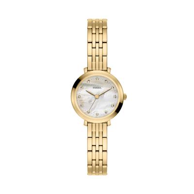 Quarzuhr FOSSIL "Heidi", gold (gelbgoldfarben), Armbanduhren, Damen, Quarzuhr, Armbanduhr, Edelstahlarmband, analog, Glassteine