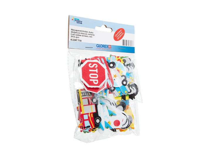 Glorex Moosgummi Sticker Autos 39 Stück