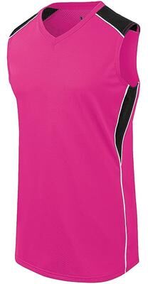 Augusta Sportswear 312162 Athletic Women's Dynamite Jersey T-Shirt in Raspberry/Black/White size Large   Polyester/Spandex Blend