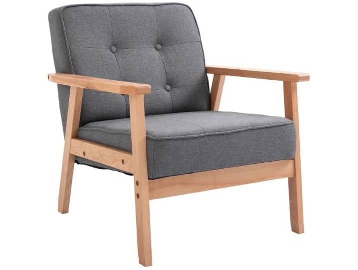 HOMCOM Sessel Wohnzimmer Loungesessel mit Holzbeinen Leinenoptik Grau Relaxsessel, Lesesessel, Polstersessel Für Schlafzimmer