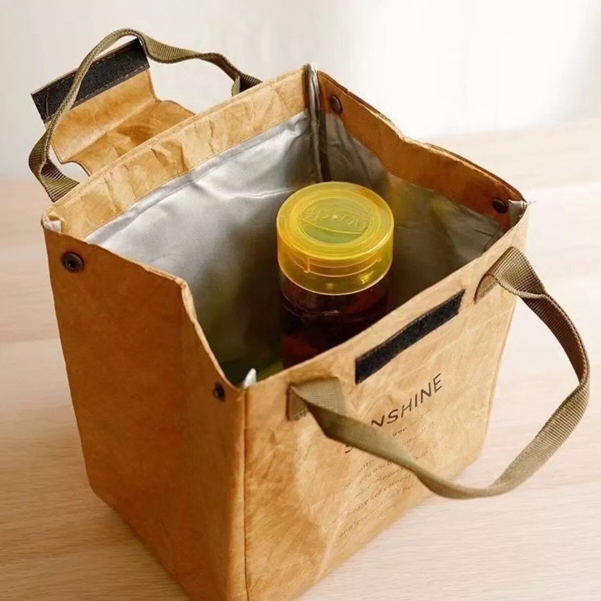 INF DuPont Paper Isolierte Lunch-Tasche kompatibel mit Tyvek - Foliengefütterte, leichte Thermotasche, 21x20x18cm Grau
