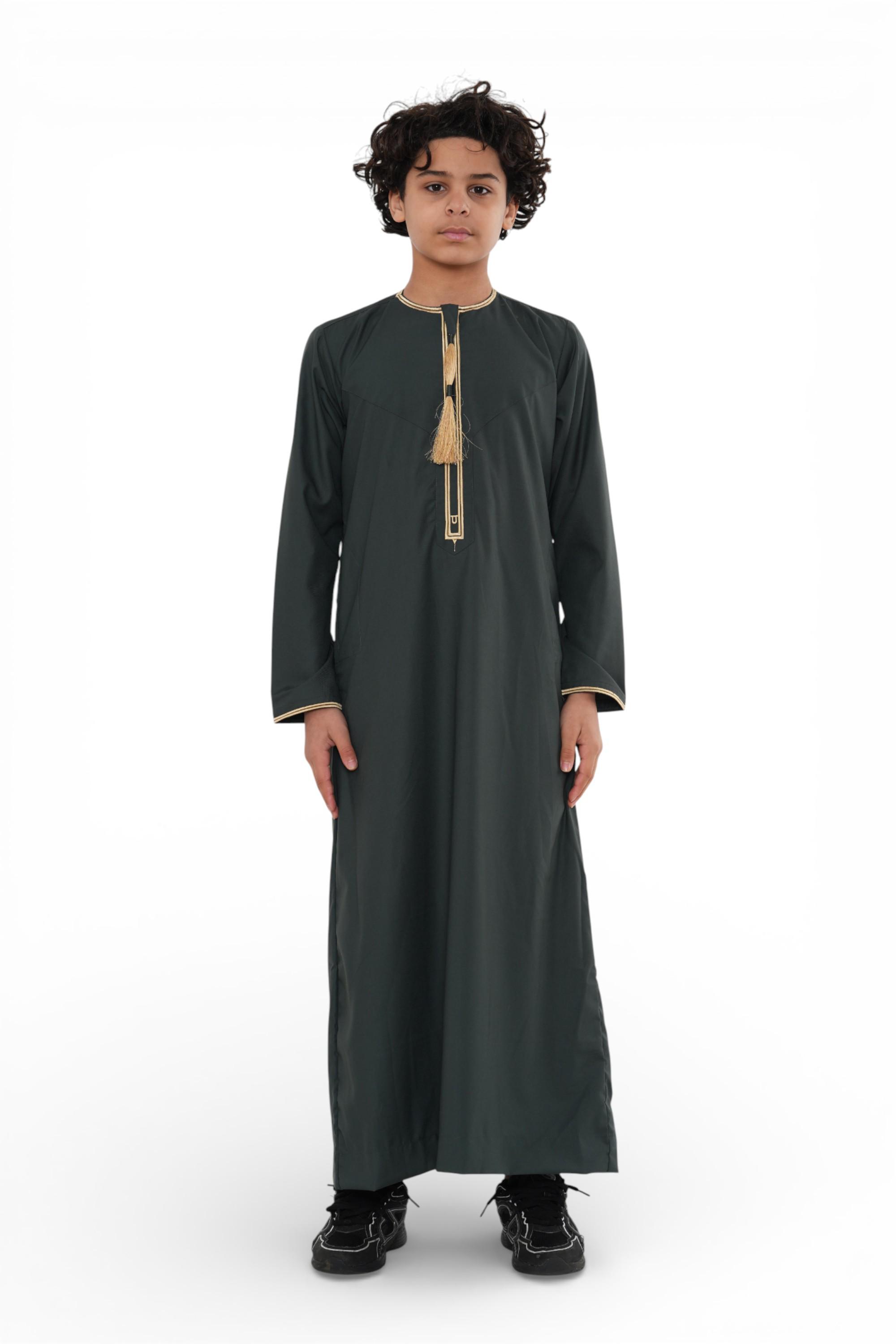 Kinderen jongens Ramadan groene Marokkaanse Thobe gewaad Emirati Eid Jubba-TT-003