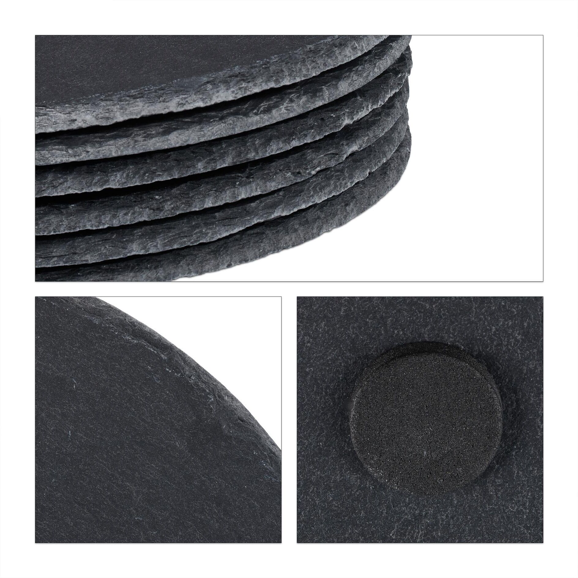 Servierplatte RELAXDAYS "Anthrazit, 6 Stück", grau (anthrazit), H:0,9cm Ø:25cm, Servierplatten, Servierplatte anthrazit Ø 25cm