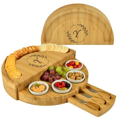 Picnic at Ascot Personalized Patented Bamboo Swiveling Cheese