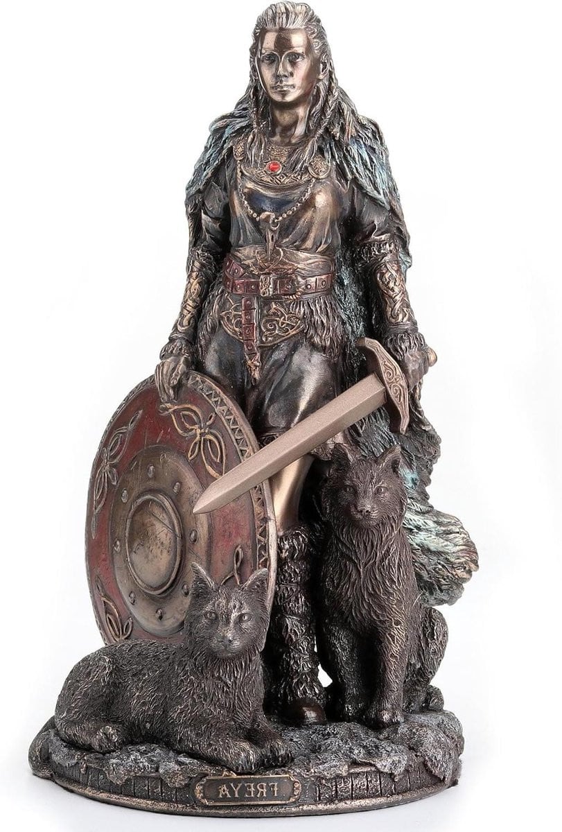 Norse Godin Standbeeld Freya Sculptuur - Koud Gegoten Brons - Hoogte: 2032 cm - Brons