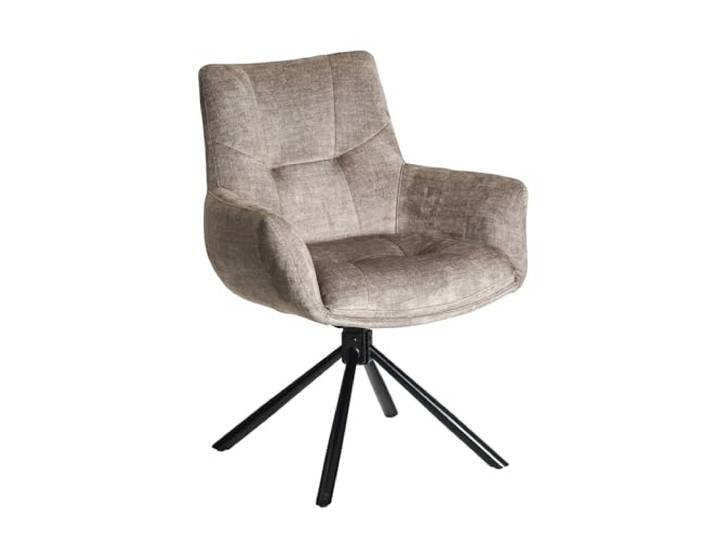 Riess Ambiente Stuhl Signature - Taupe - Samt Metall drehbar Esszimmerstuhl, Gestell: schwarz, mit Armlehne, individuelle Maserung, Taschenfederkern, Bodenschoner