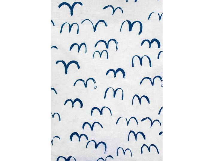 Fine Little Day Bird stof Wit-blauw